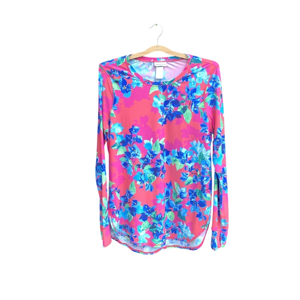 Tommy Bahama UPF 50 Rash Guard Floral Long Sleeve Swim Shirt Large